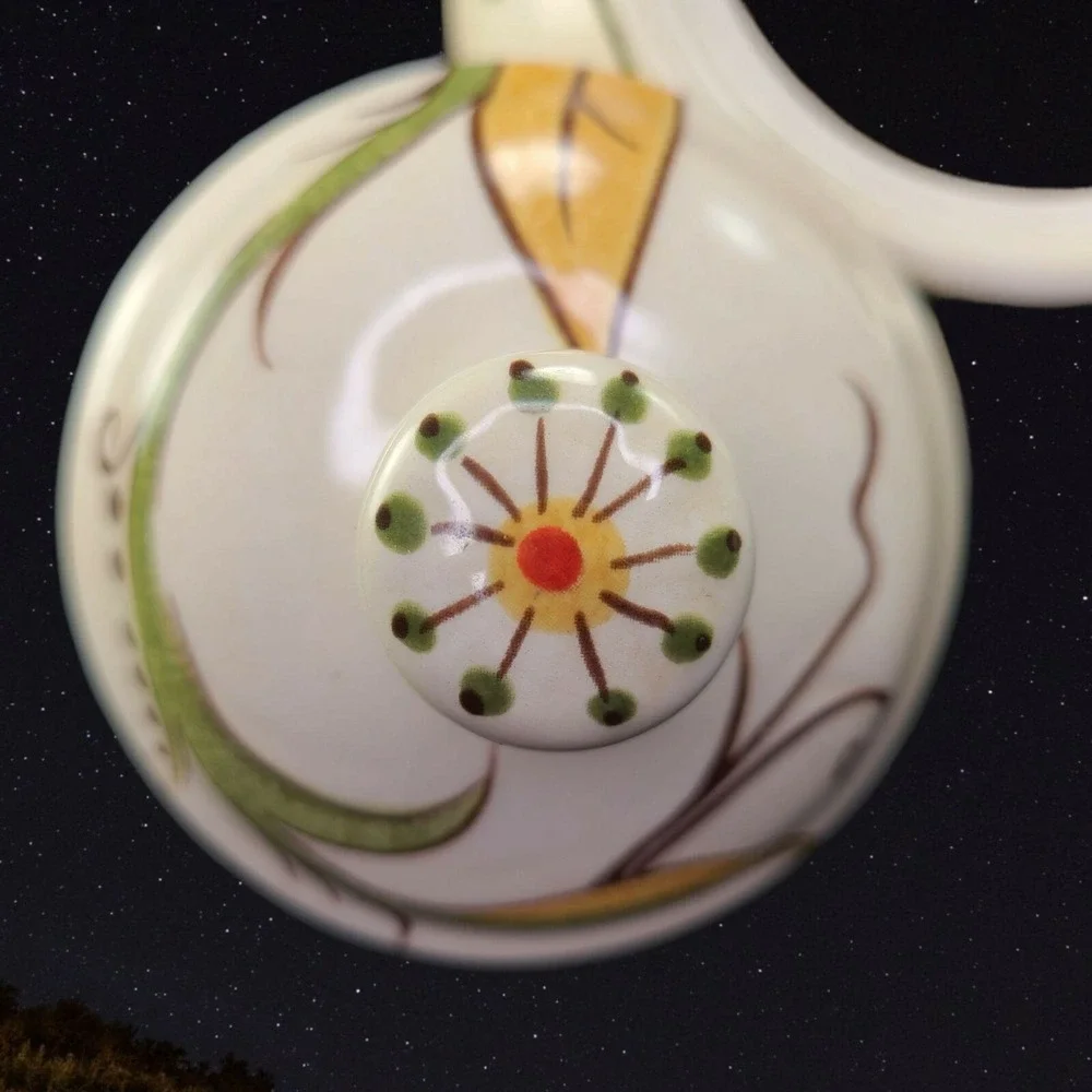 Pier 1 One Import Teapot With Lid Carynthum‎ Contemporary Floral Red Gold Green